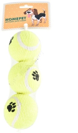 Игрушка для собак  HOMEPET 3шт  6 см мячи теннисные